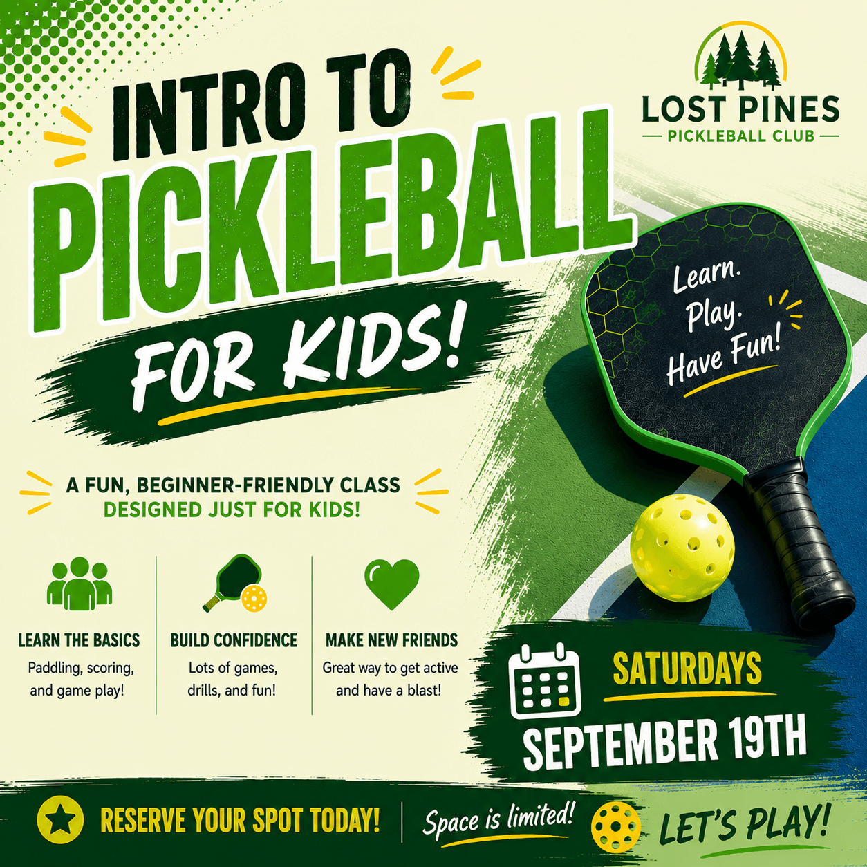Junior Intro to Pickleball Day 9/19/26